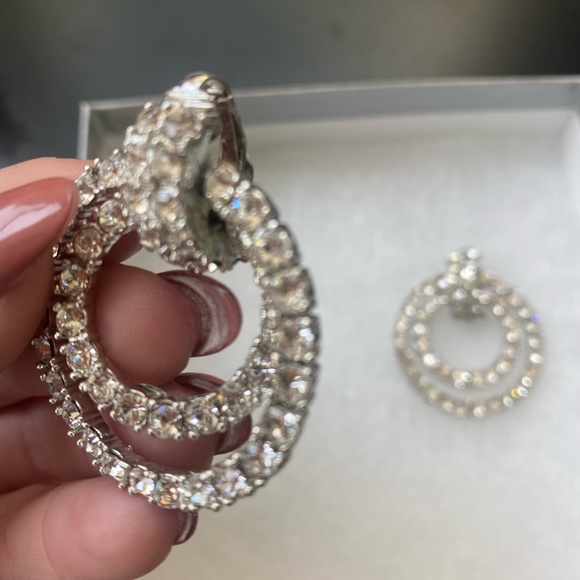 Kenneth Jay Lane Crystal Double Door Knocker Drop Earrings - Picture 2 of 4